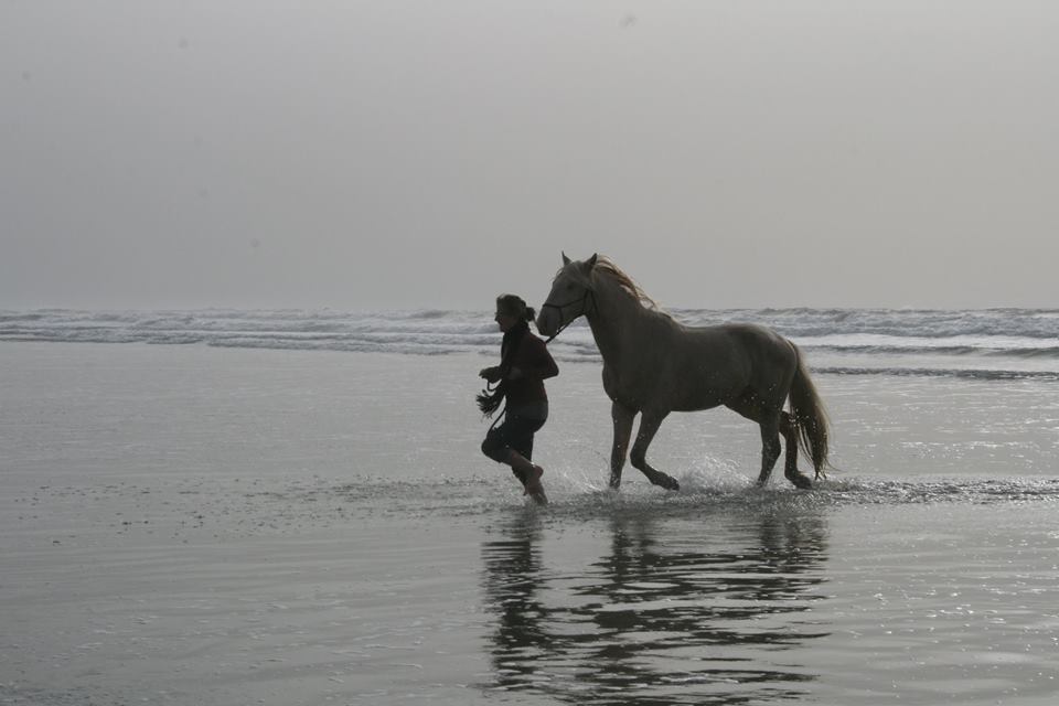 Mise en forme et ballade dans l'eau de mer sur la plage